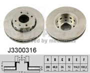 J3300316 Brzdový kotouč NIPPARTS