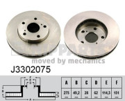 J3302075 Brzdový kotouč NIPPARTS