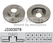 J3303078 Brzdový kotouč NIPPARTS