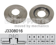 J3308016 Brzdový kotouč NIPPARTS