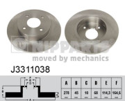 J3311038 Brzdový kotouč NIPPARTS