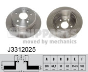 J3312025 Brzdový kotouč NIPPARTS