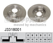 J3318001 Brzdový kotouč NIPPARTS