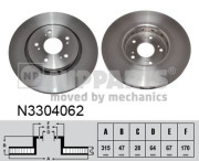 N3304062 Brzdový kotouč NIPPARTS