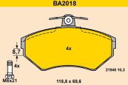 BA2018 Sada brzdových destiček, kotoučová brzda BARUM