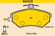 BA2038 Sada brzdových destiček, kotoučová brzda BARUM