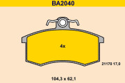 BA2040 Sada brzdových destiček, kotoučová brzda BARUM