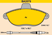 BA2079 Sada brzdových destiček, kotoučová brzda BARUM