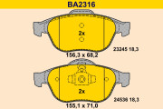 BA2316 Sada brzdových destiček, kotoučová brzda BARUM