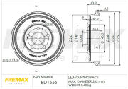 BD-1555 Brzdový buben Premium Black High Carbon + FREMAX