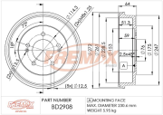 BD-2908 Brzdový buben Premium Black High Carbon + FREMAX