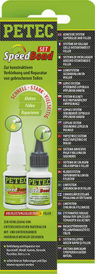 93550 Lepidlo, opravy plastů ADHESIVE SYSTEM SUPERGLUE AND FILLER PETEC