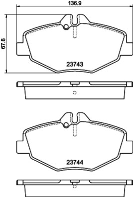 8DB 355 018-731 Sada brzdových destiček, kotoučová brzda HELLA PAGID