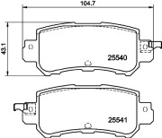 8DB 355 020-151 Sada brzdových destiček, kotoučová brzda HELLA PAGID