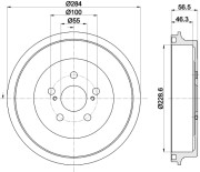 8DT 355 303-091 Brzdový buben HELLA PAGID