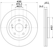 8DD 355 134-741 Brzdový kotouč PRO HELLA PAGID