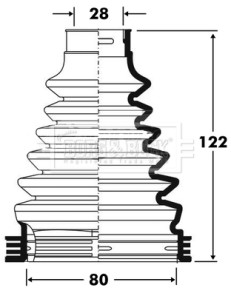 BCB2812 Měch, hnací hřídel Trilobe BORG & BECK