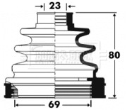 BCB2854 Měch, hnací hřídel Trilobe BORG & BECK