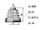 BCB6158 Měch, hnací hřídel Trilobe BORG & BECK