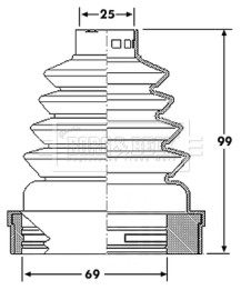 BCB6190 Měch, hnací hřídel Trilobe BORG & BECK