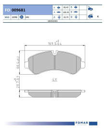 FO 009681 Sada brzdových destiček, kotoučová brzda FOMAR Friction