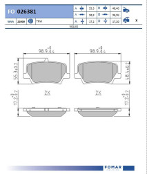 FO 026381 FOMAR Friction sada brzdových platničiek kotúčovej brzdy FO 026381 FOMAR Friction