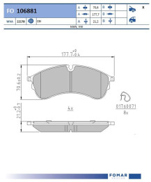 FO 106881 Sada brzdových destiček, kotoučová brzda FOMAR Friction