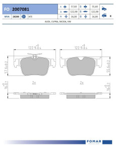 FO 2007081 FOMAR Friction sada brzdových platničiek kotúčovej brzdy FO 2007081 FOMAR Friction