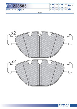 FO 228583 Sada brzdových destiček, kotoučová brzda FOMAR Friction