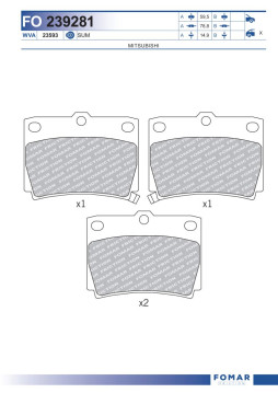 FO 239281 Sada brzdových destiček, kotoučová brzda FOMAR Friction