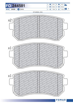 FO 244581 Sada brzdových destiček, kotoučová brzda FOMAR Friction