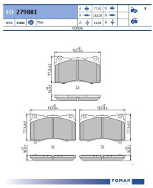 FO 279881 Sada brzdových destiček, kotoučová brzda FOMAR Friction