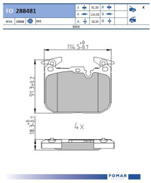 FO 288481 Sada brzdových destiček, kotoučová brzda FOMAR Friction