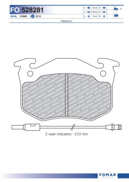 FO 528281 Sada brzdových destiček, kotoučová brzda FOMAR Friction