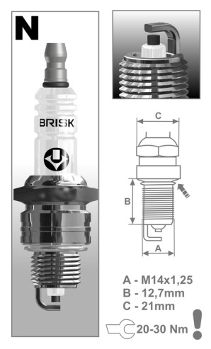 N14YC BRISK BRISK ZAPALOVACÍ SVÍČKA N14YC  N14YC BRISK