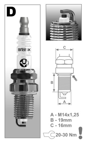 D14YC BRISK BRISK ZAPALOVACÍ SVÍČKA D14YC  D14YC BRISK