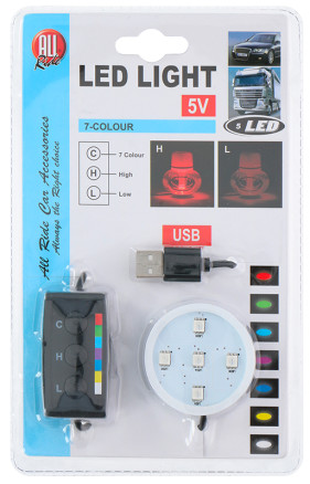 5801192 ALLRIDE LED podstavec 7 barev, USB All Ride